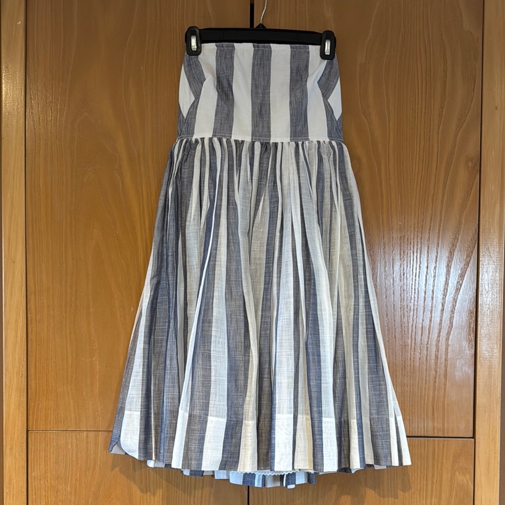 J.Crew Pinstripe Navy Strapless Dress